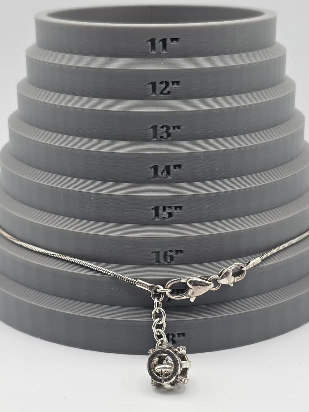 Brighton Silver Tone Snake Chain Necklace Heart Clasp w/B Charm 16-18